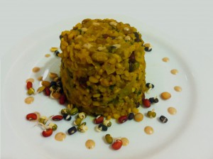 תבשיל מג'דרה טבעוני - אורז עם תרד, אפונה ונבטוטים